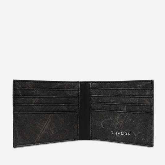 Vegan Leaf Leather Bifold Wallet Thamon Black