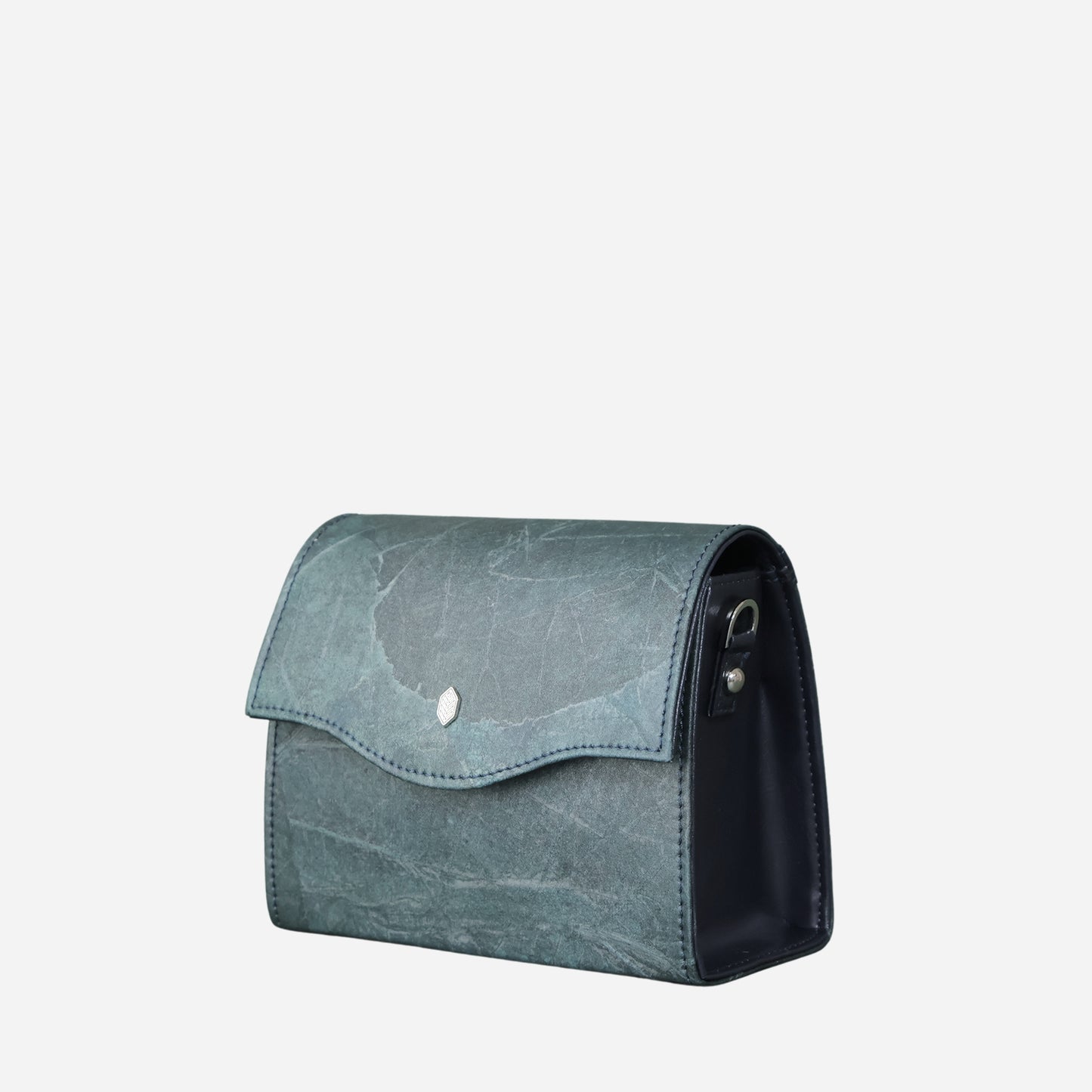 Vegan Leaf Leather Box Bag Thamon Blue Diane