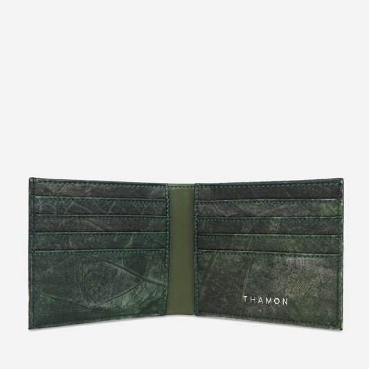 Vegan Leaf Leather Bifold Wallet Thamon Green