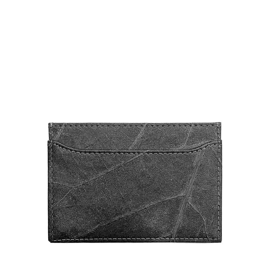 Vegan Leaf Leather Card Holder Thamon Black - I Am The Animal