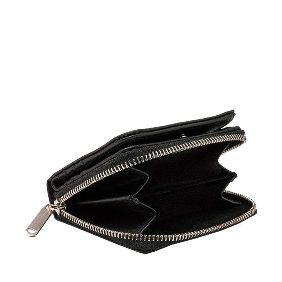 Vegan Leaf Leather Compact Zip Wallet Thamon Black - I Am The Animal