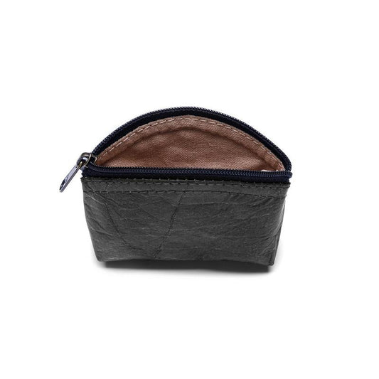 Vegan Leaf Leather Women's Coin Purse Black - I Am The Animal