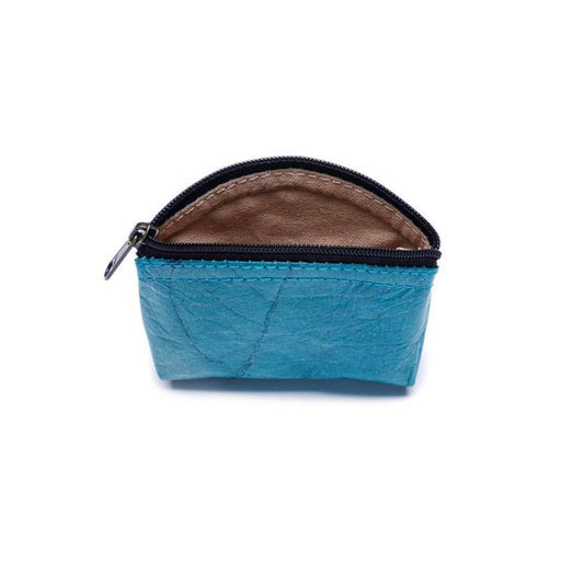 Vegan Leaf Leather Women's Coin Purse Turquoise - I Am The Animal