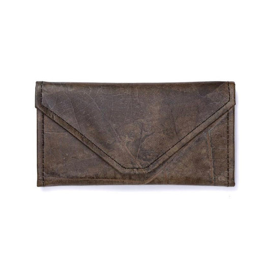 Vegan Leaf Leather Women's Envelope Wallet Black - I Am The Animal