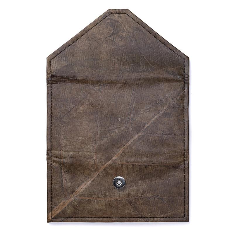 Vegan Leaf Leather Women's Envelope Wallet Black - I Am The Animal