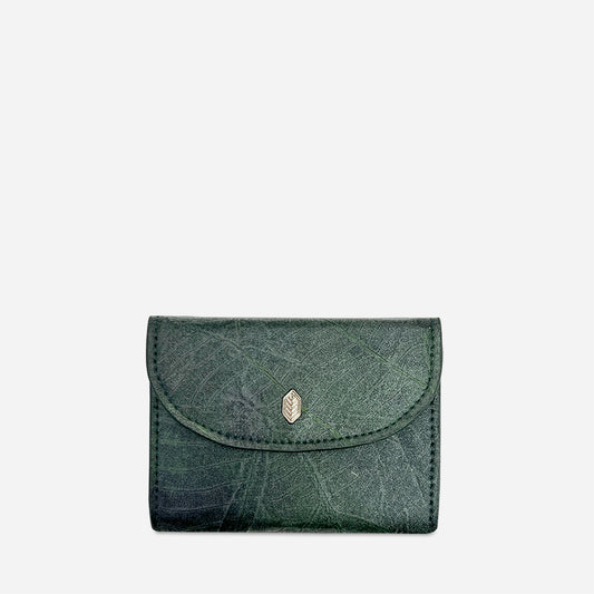 Vegan Leaf Leather Coin Purse Thamon Green - I Am The Animal