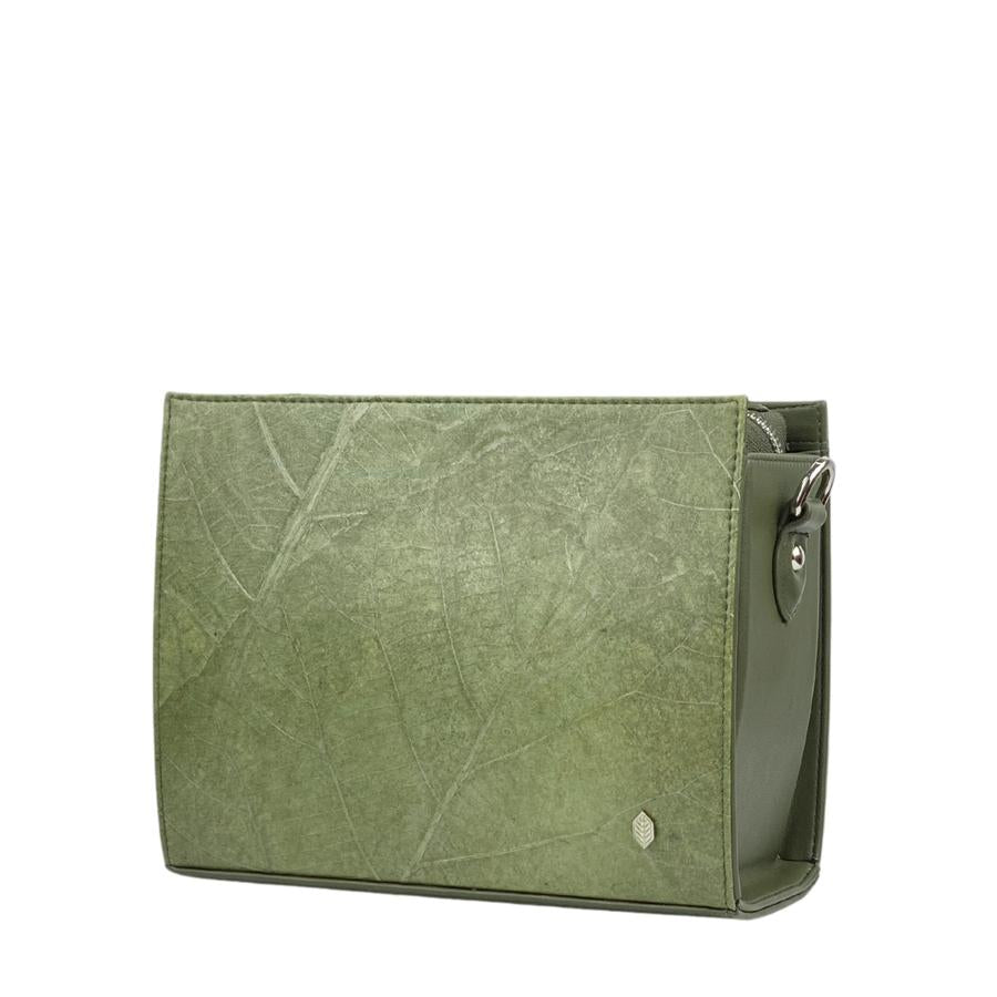 Vegan Leaf Leather Ingrid Bag Thamon Olive - I Am The Animal