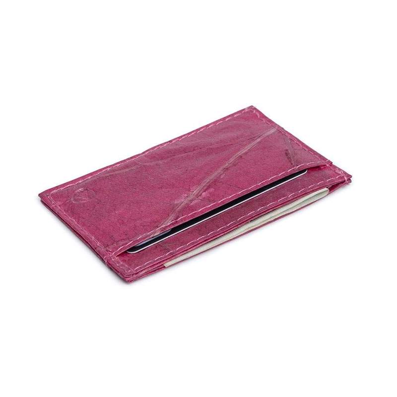 Vegan Leaf Leather Card Holder Pink - I Am The Animal