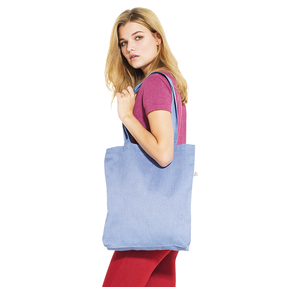 Recycled Shopper Tote Bag Peta Approved Vegan Light Denim - I Am The Animal