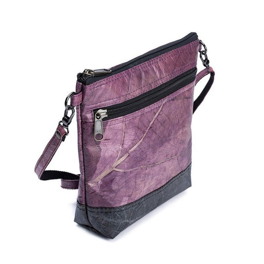 Vegan Leaf Leather Women's Shoulder Bag Purple - I Am The Animal