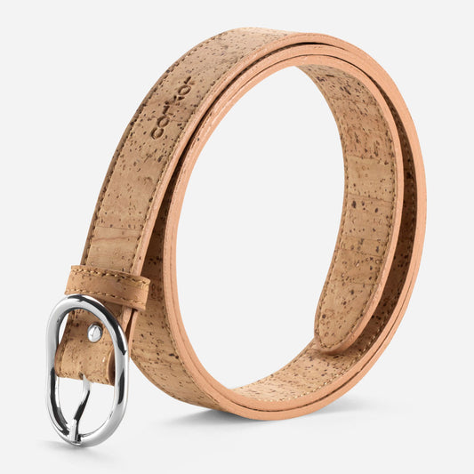Cork Vegan Women's Belt 25mm Corkor Light Brown - I Am The Animal