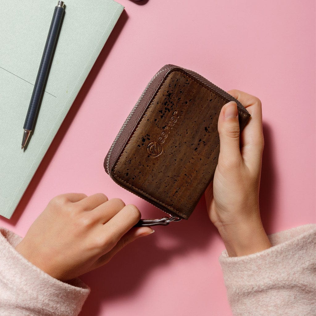 Cork Vegan Square Wallet Women's Corkor Dark Brown