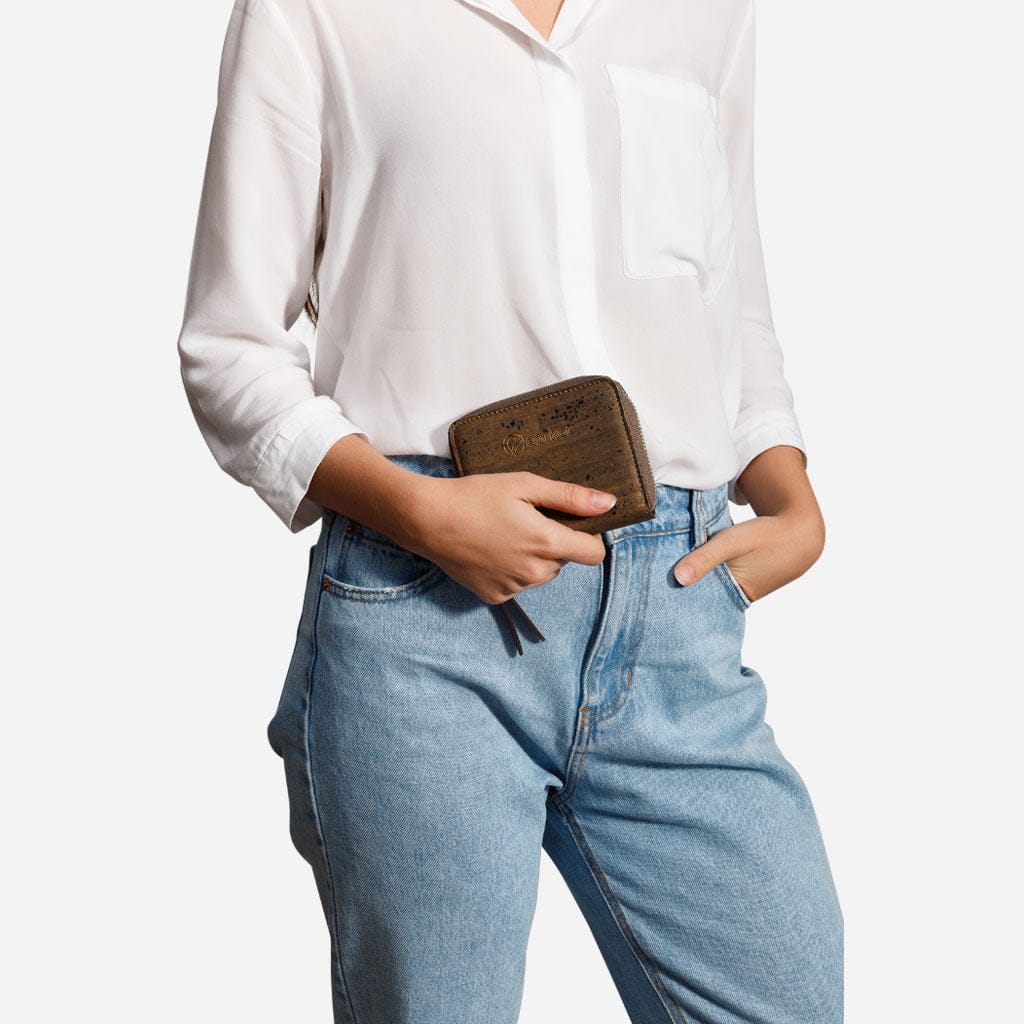 Cork Vegan Square Wallet Women's Corkor Dark Brown