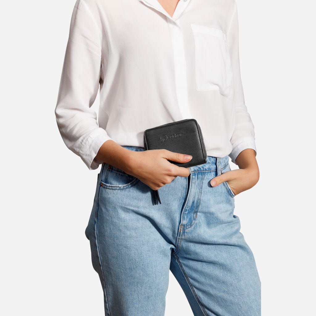 Cork Vegan Square Wallet Women's Corkor Black