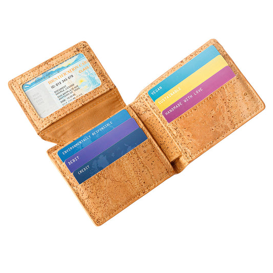 Cork Vegan Passcase Wallet Corkor Light Brown - I Am The Animal