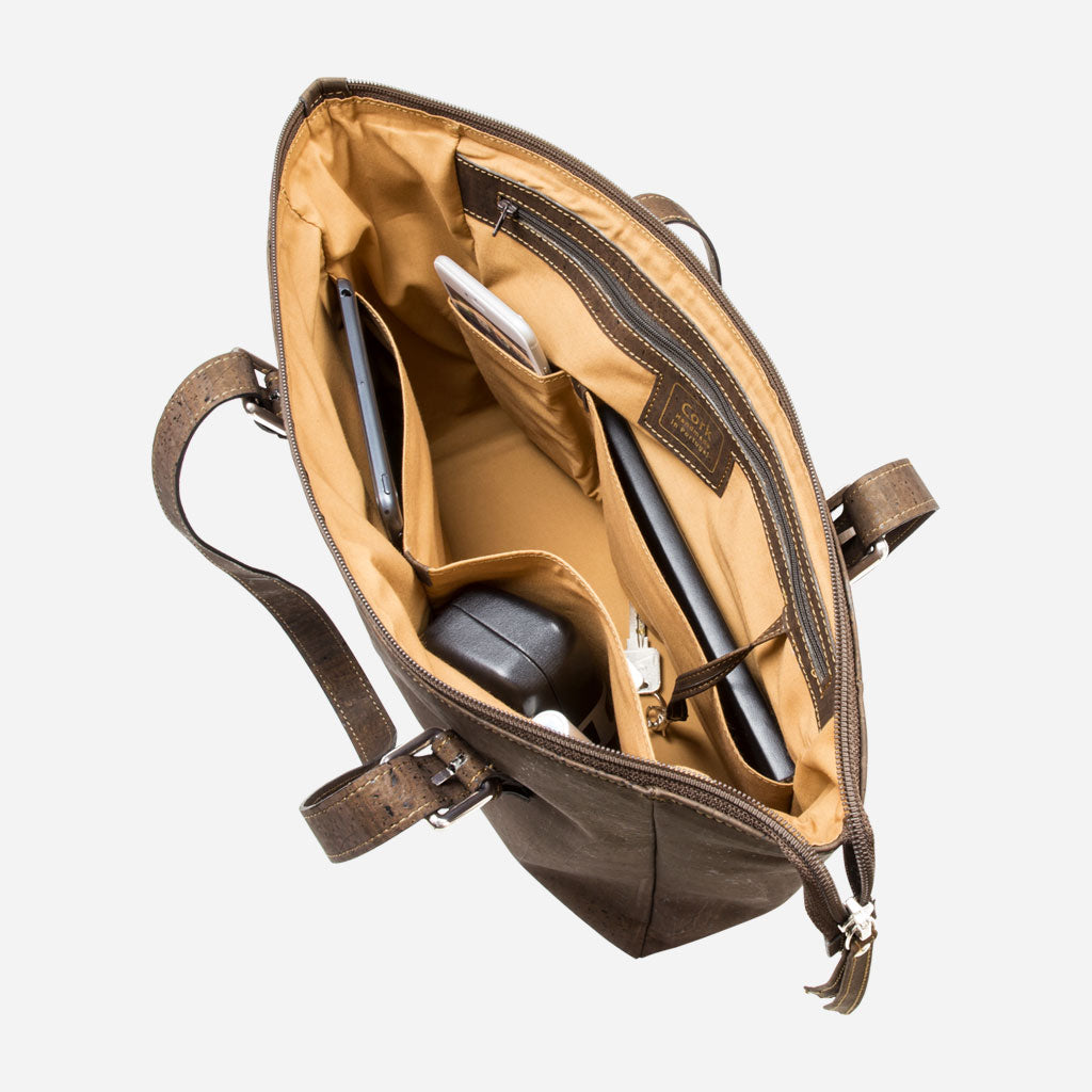 Cork Vegan Shoulder Bag Women's Corkor Dark Brown - I Am The Animal