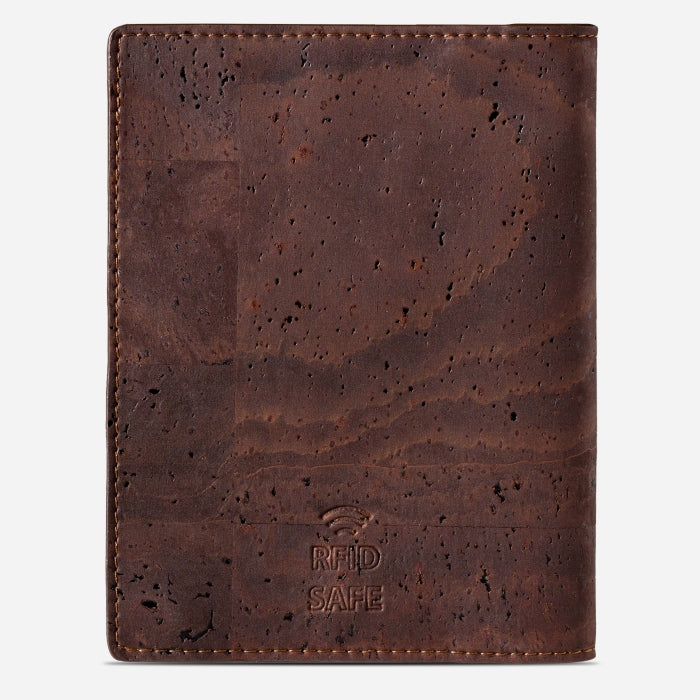 Cork Vegan Passport Wallet Corkor Dark Brown