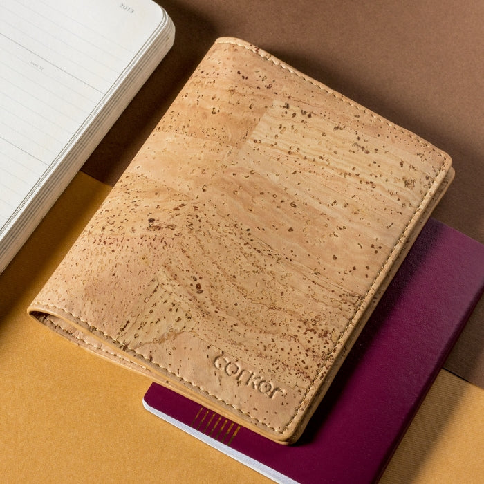 Cork Vegan Passport Wallet Corkor Light Brown