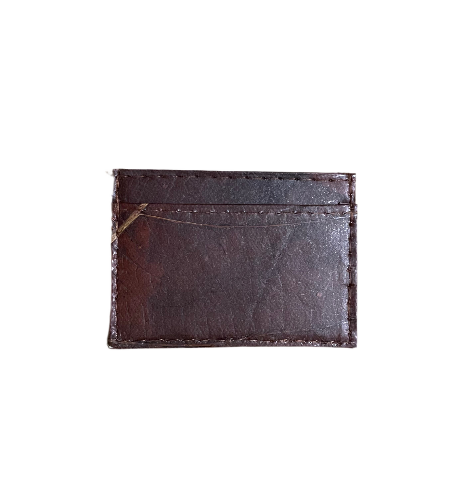 Vegan Leaf Leather Card Holder Brown