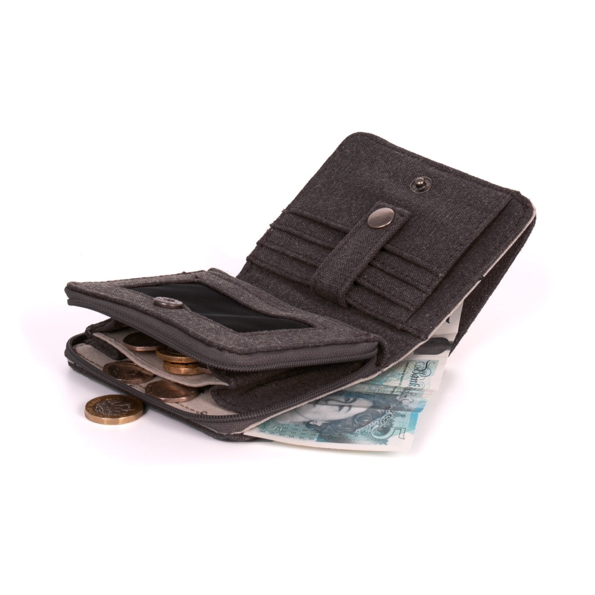 Hemp Vegan Compact Wallet Sativa Grey