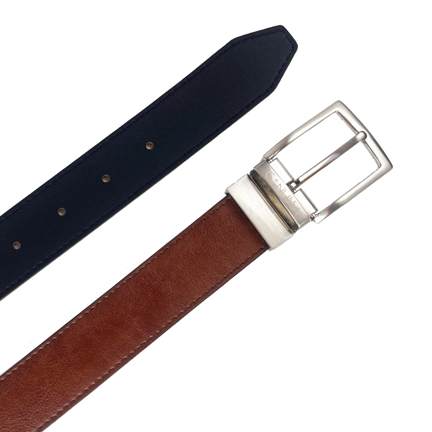 Vegan Leather Reversible Belt 35mm Canussa Black/ Hazelnut