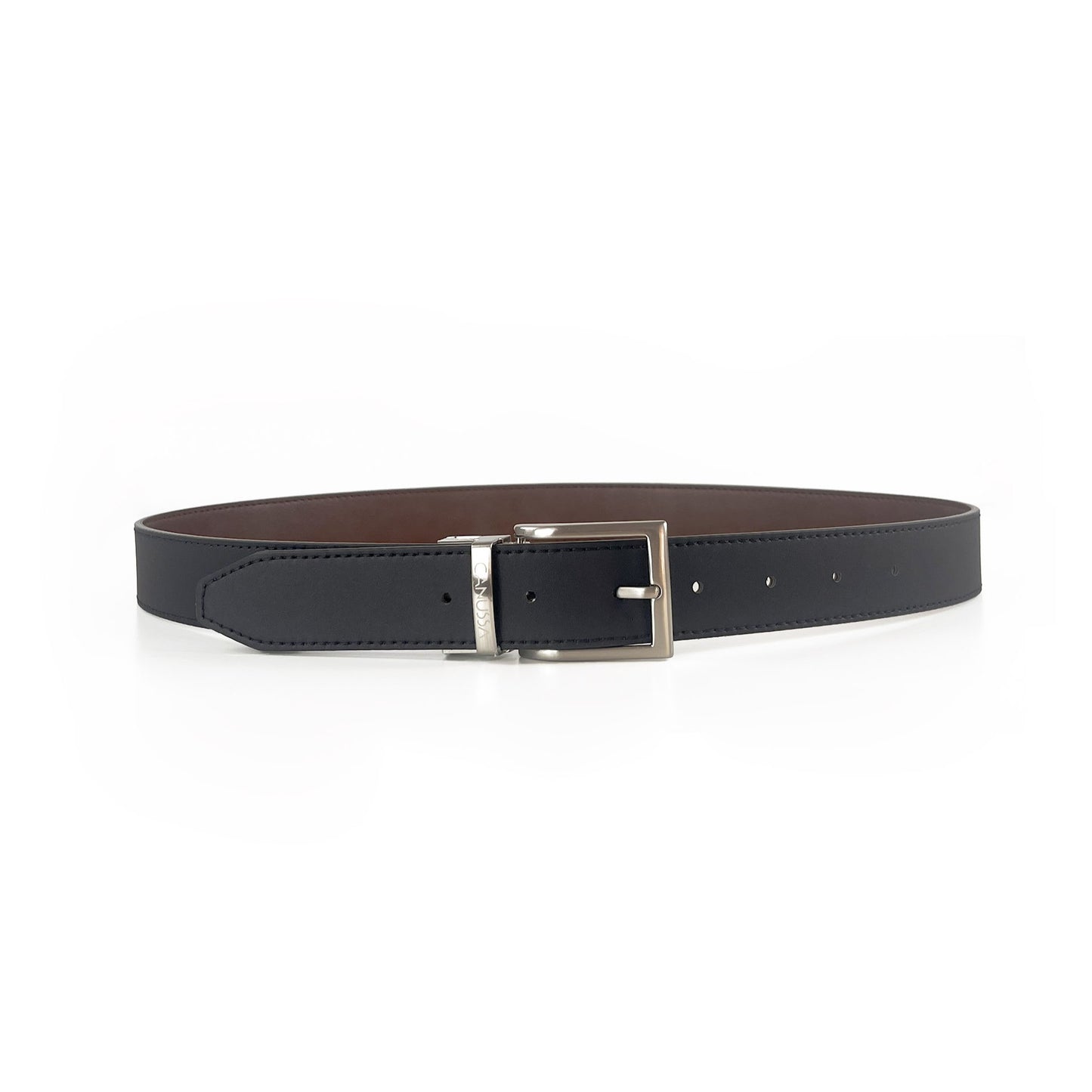 Vegan Leather Reversible Belt 35mm Canussa Black/ Hazelnut