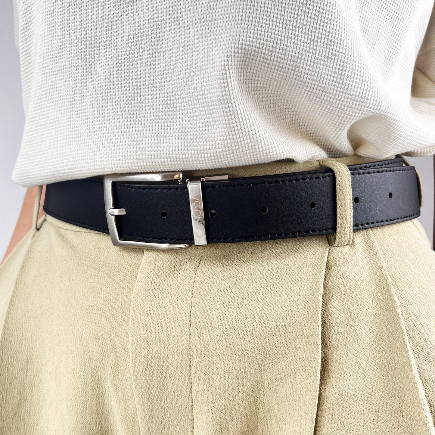Vegan Leather Reversible Belt 35mm Canussa Black/ Hazelnut