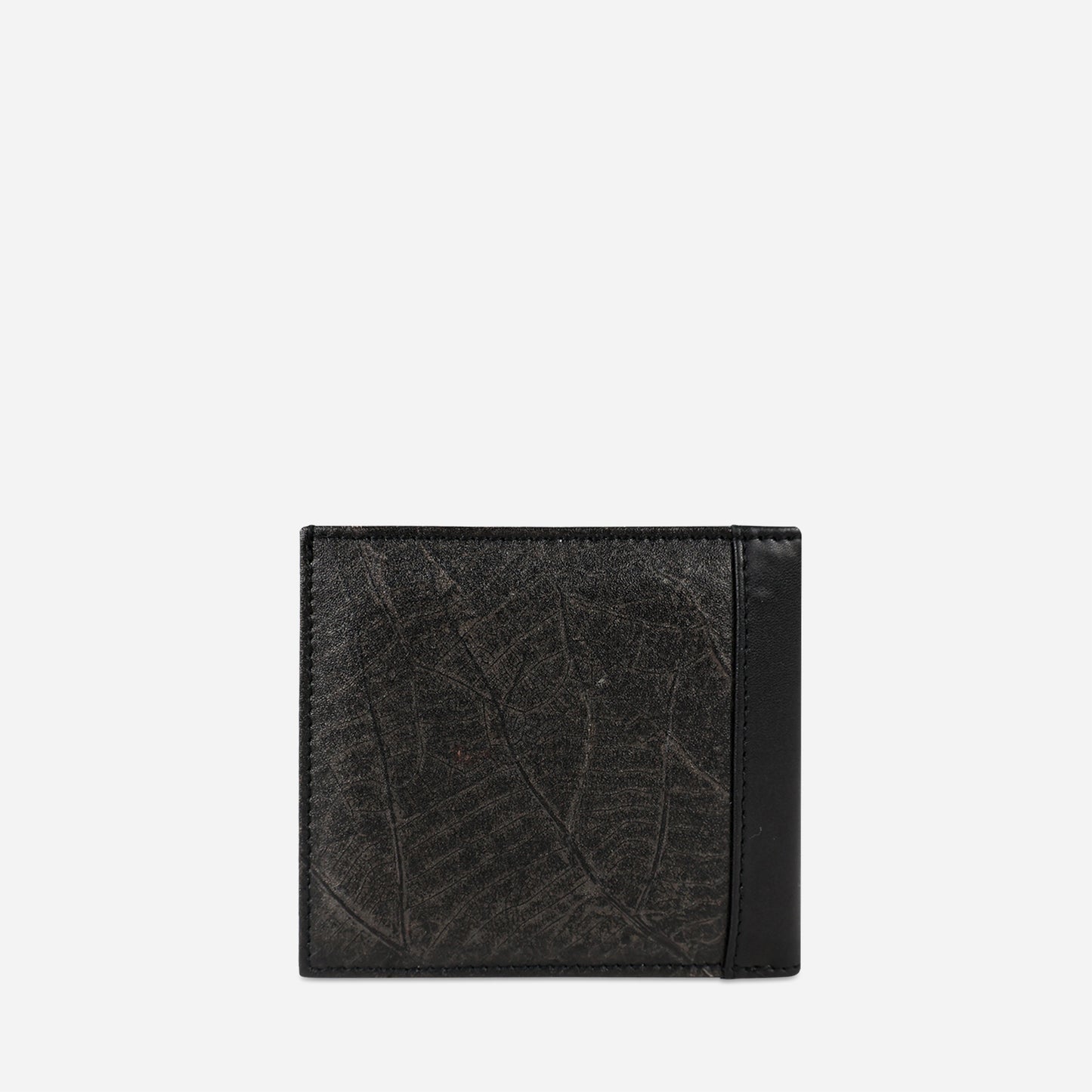 Vegan Leaf Leather Bifold Wallet Thamon Black