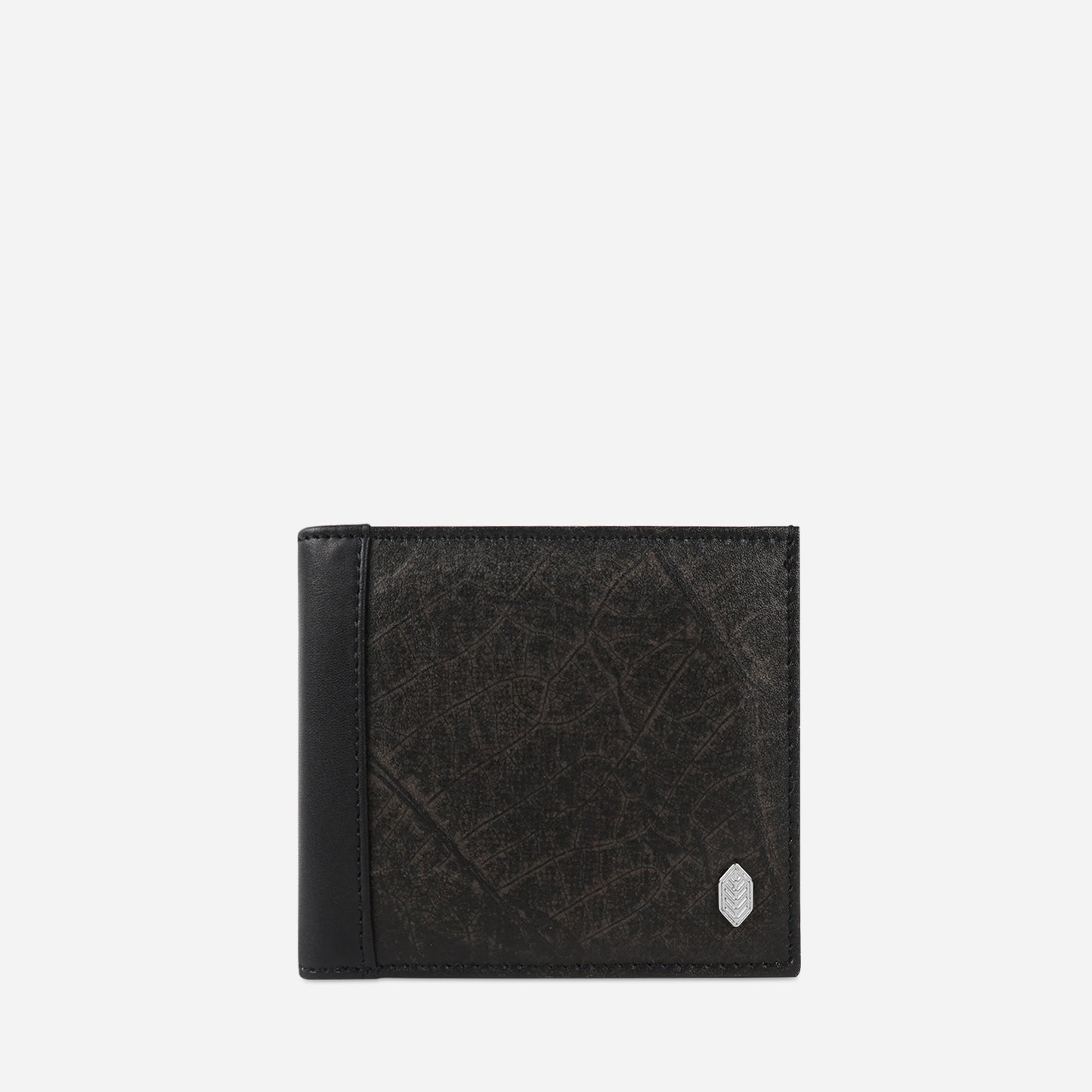 Vegan Leaf Leather Bifold Wallet Thamon Black