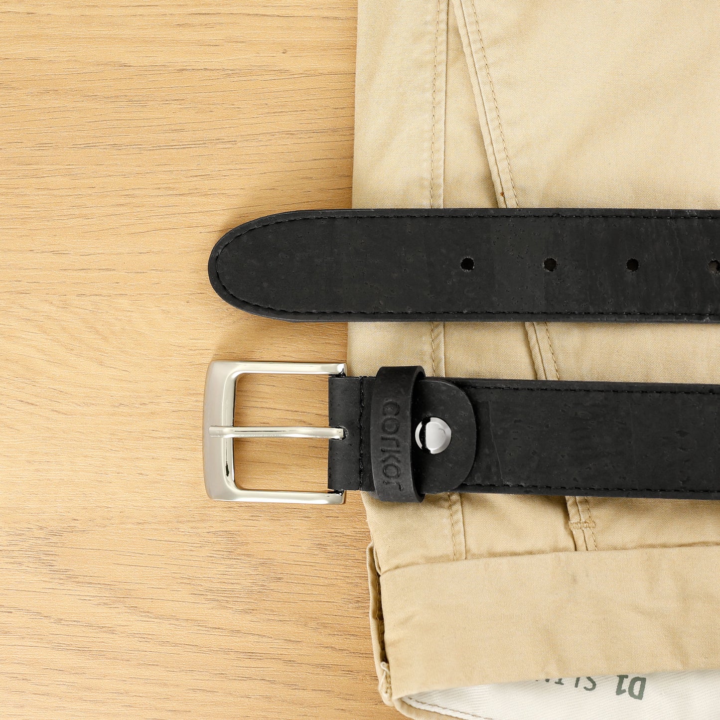 Cork Vegan Men's Belt 35mm Corkor Black