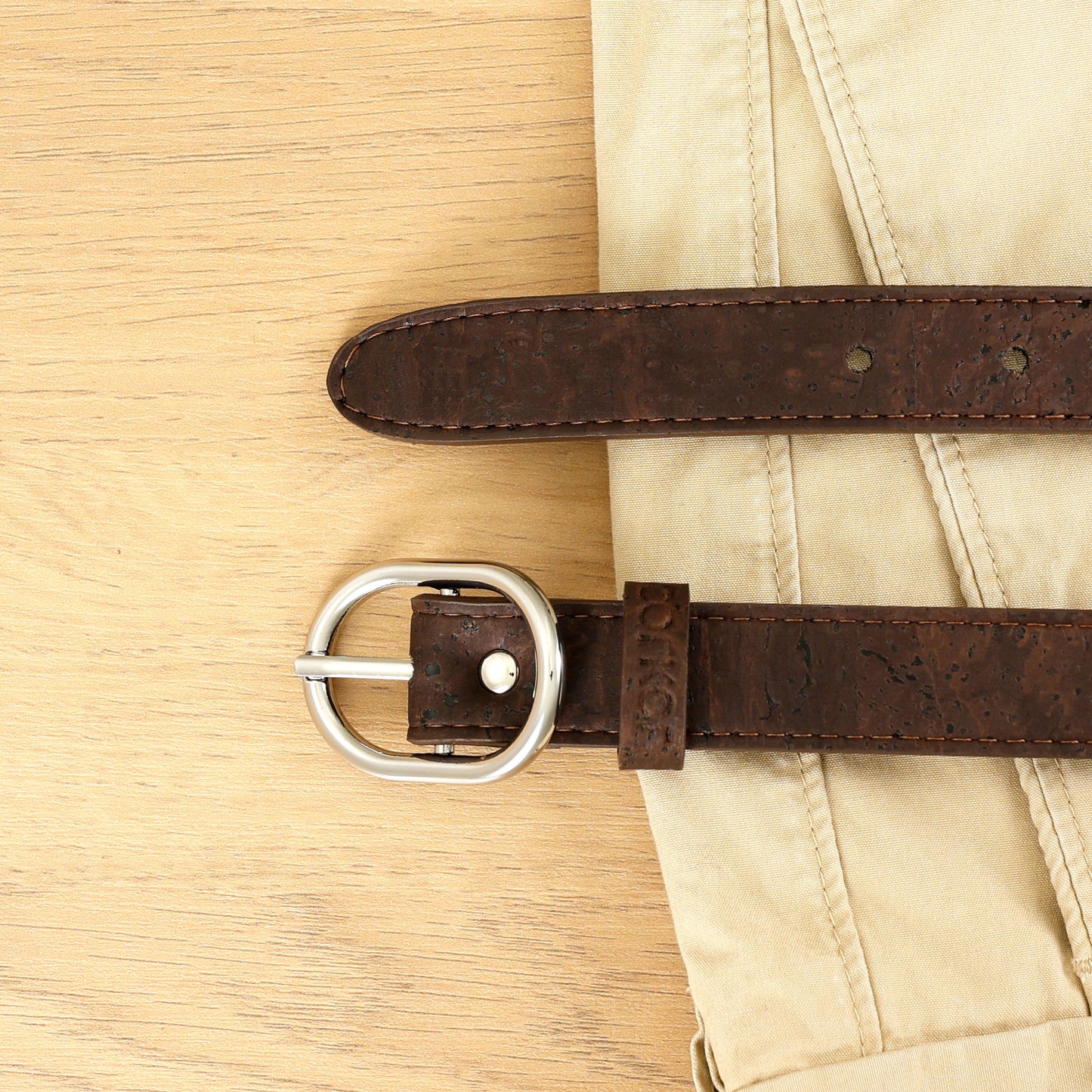 Cork Vegan Women's Belt 25mm Corkor Dark Brown