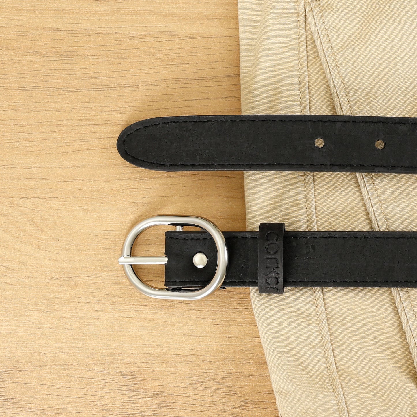 Cork Vegan Women's Belt 25mm Corkor Black