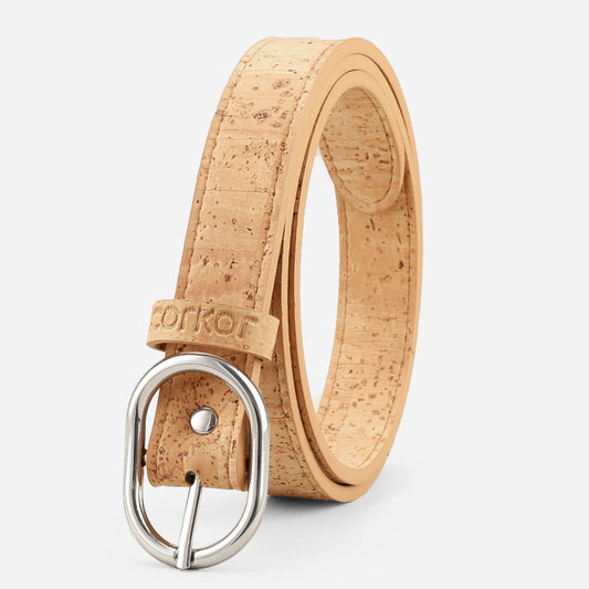 Cork Vegan Women's Belt 25mm Corkor Light Brown