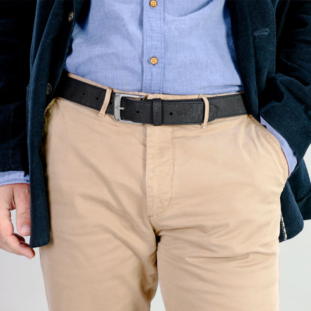 Cork Vegan Men's Belt 35mm Corkor Black