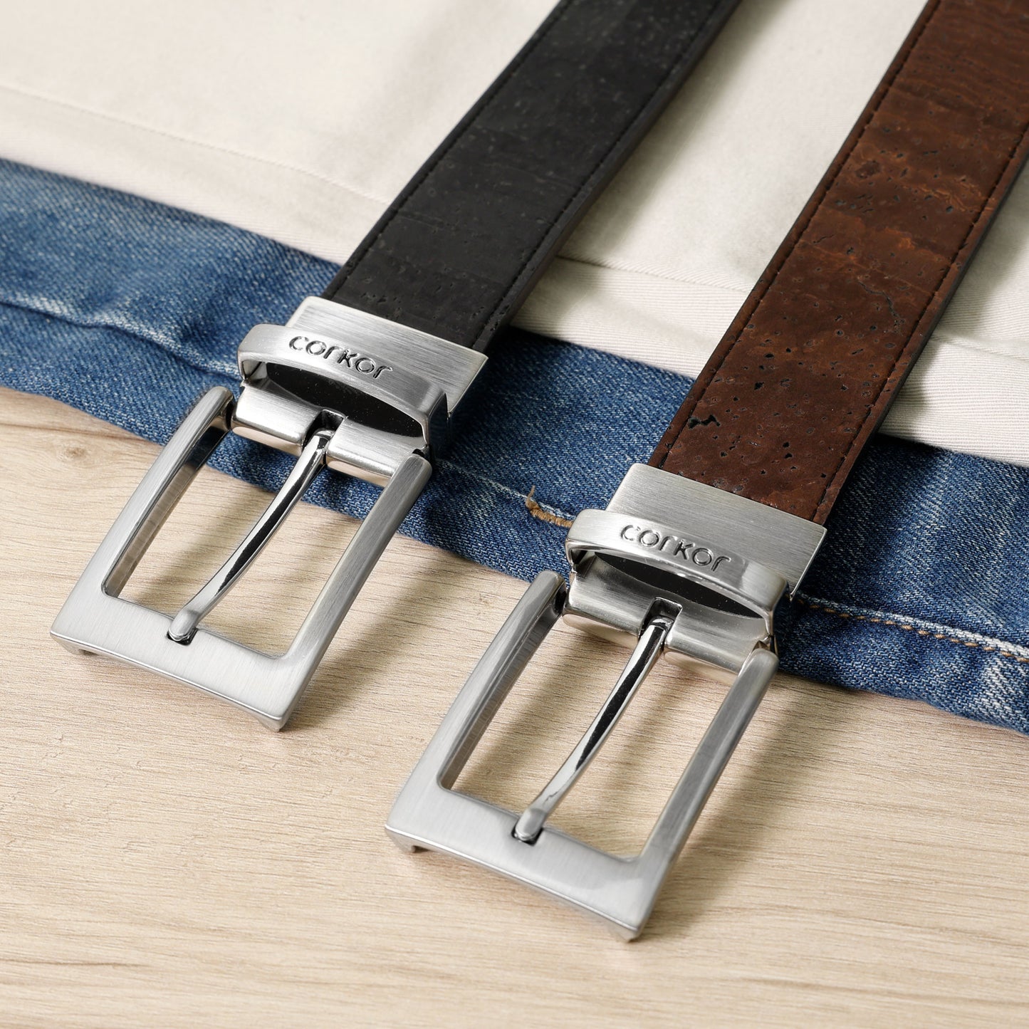 Cork Vegan Men's Reversible Belt 35mm Corkor