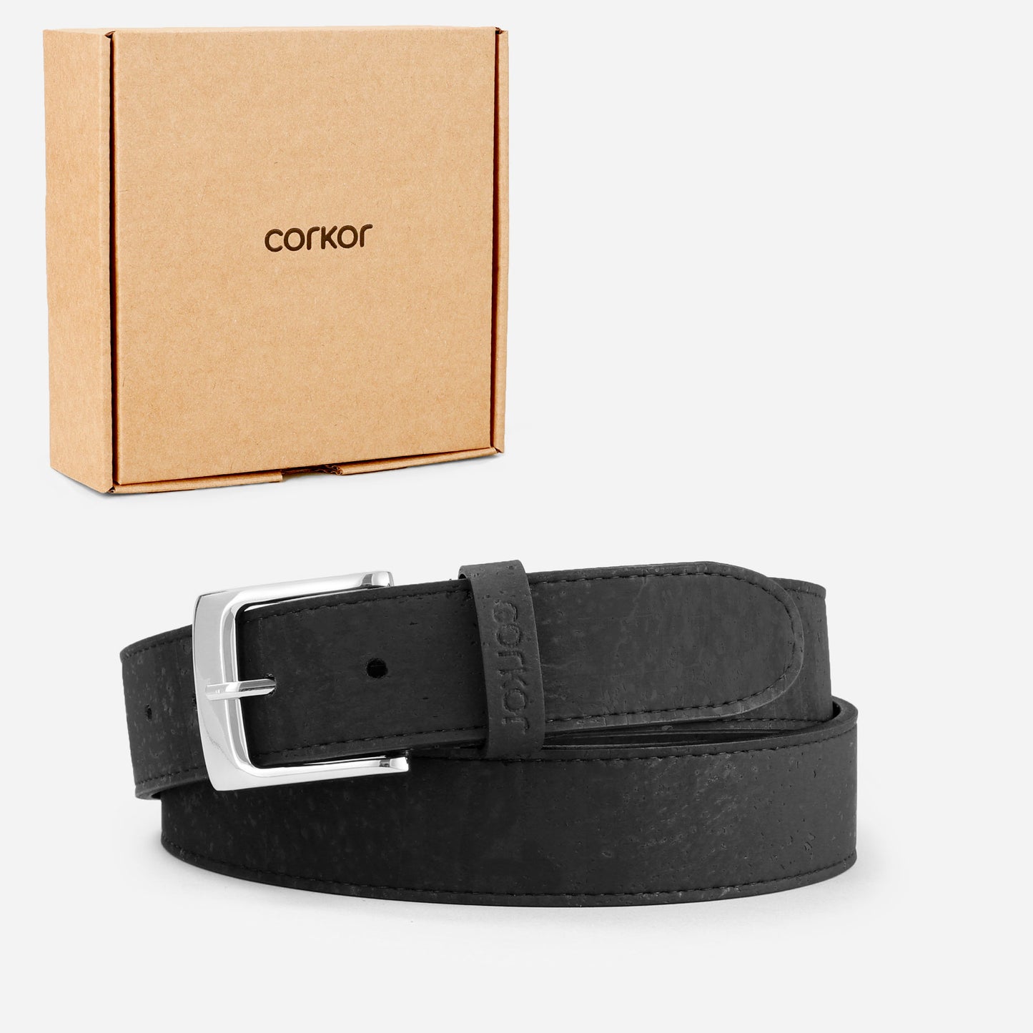 Cork Vegan Men's Belt 35mm Corkor Black