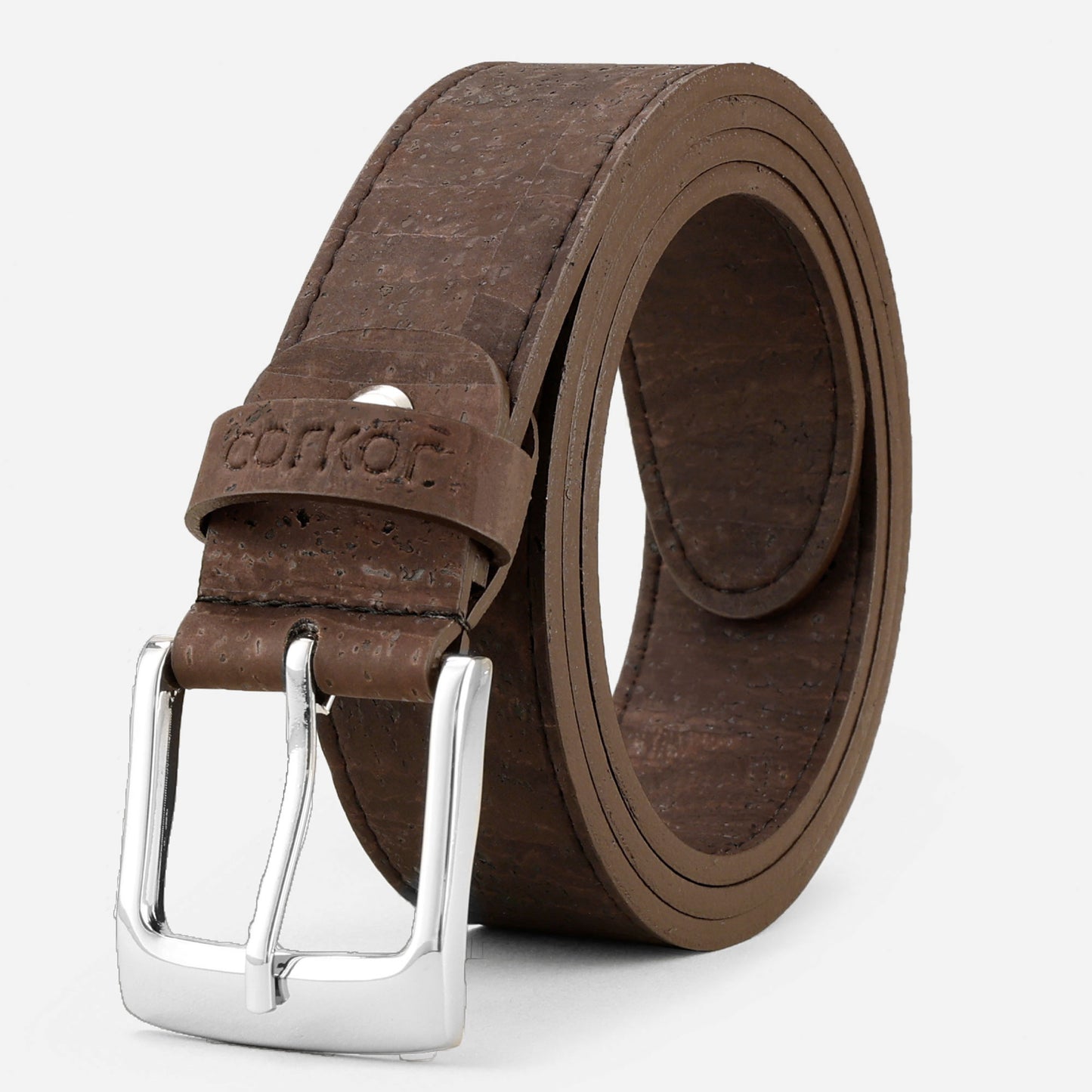 Cork Vegan Men's Belt 35mm Corkor Dark Brown