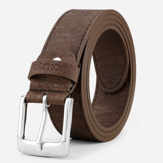 Cork Vegan Men's Belt 35mm Corkor Dark Brown
