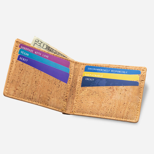 Cork Vegan Slim Bifold Wallet Corkor Camel