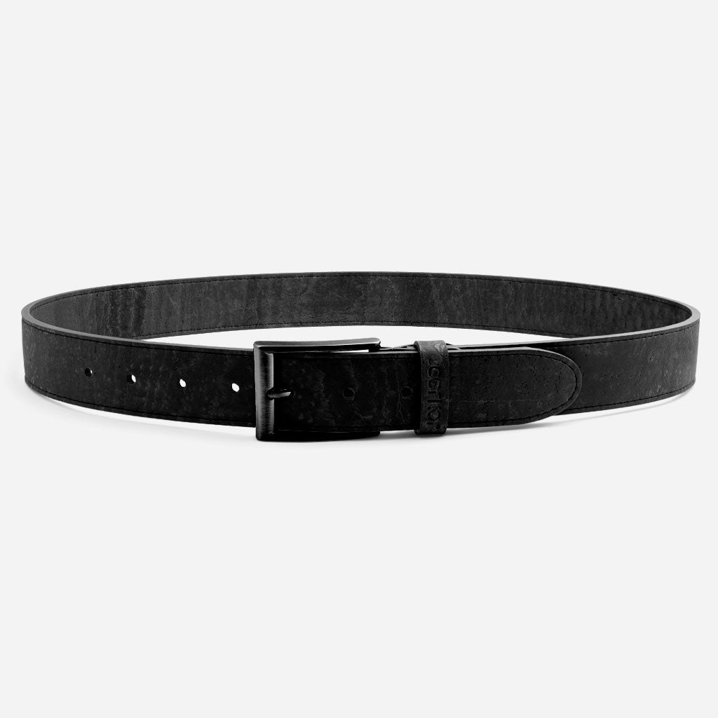 Cork Vegan Men's Belt 35mm Corkor Black - Black Buckle