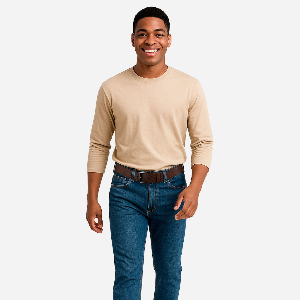 Cork Vegan Men's Belt 35mm Corkor Dark Brown - Black Buckle