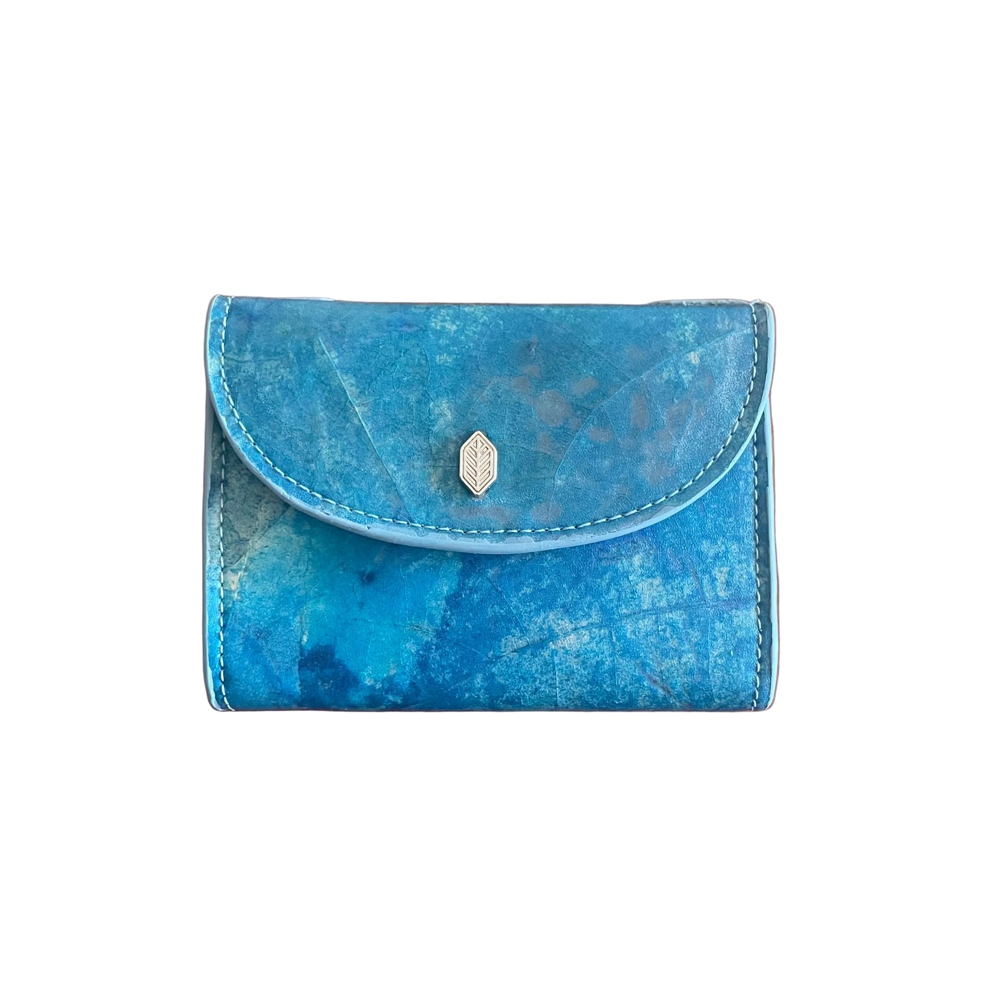 Vegan Leaf Leather Coin Purse Thamon Turquoise