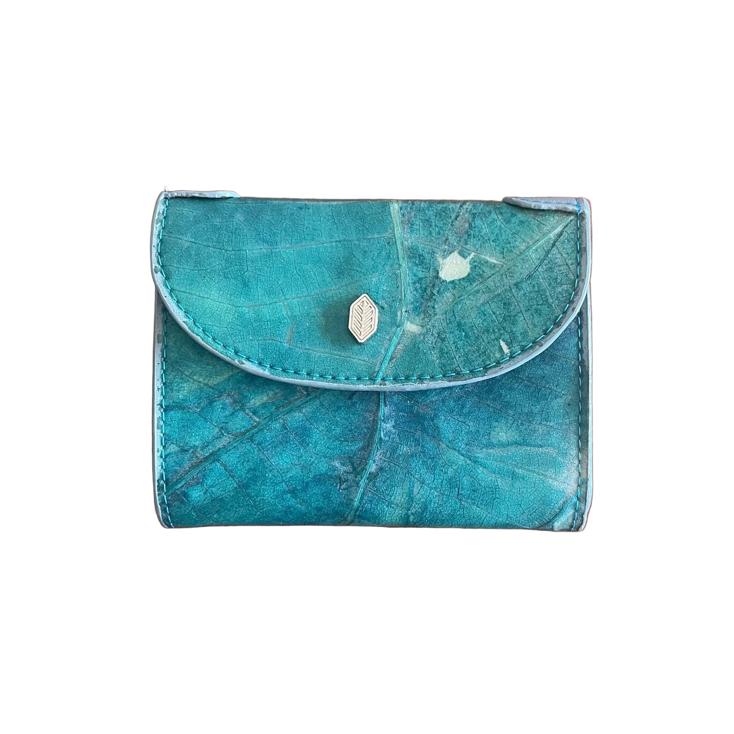 Vegan Leaf Leather Coin Purse Thamon Turquoise