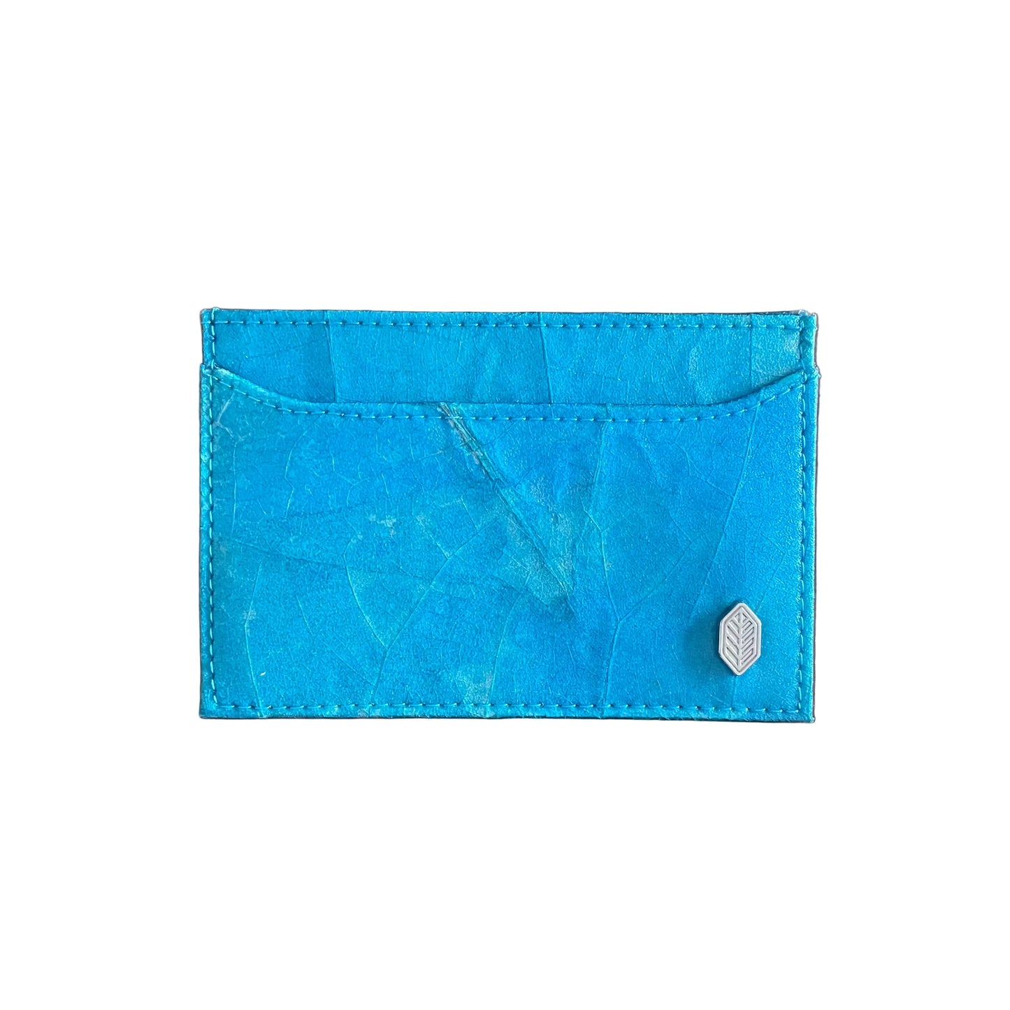 Vegan Leaf Leather Card Holder Thamon Turquoise