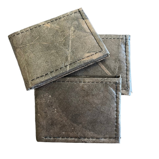 Vegan Leaf Leather Bifold Wallet Black