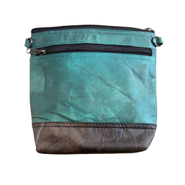 Vegan Leaf Leather Women's Shoulder Bag Turquoise