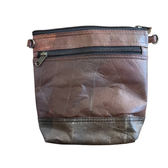 Vegan Leaf Leather Women's Shoulder Bag Brown