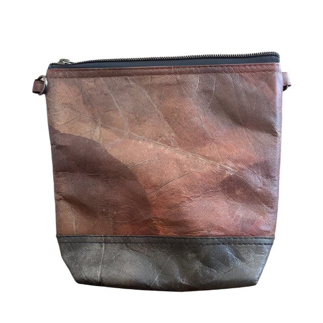 Vegan Leaf Leather Women's Shoulder Bag Brown