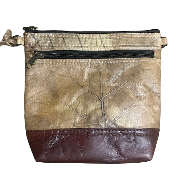 Vegan Leaf Leather Women's Shoulder Bag Natural