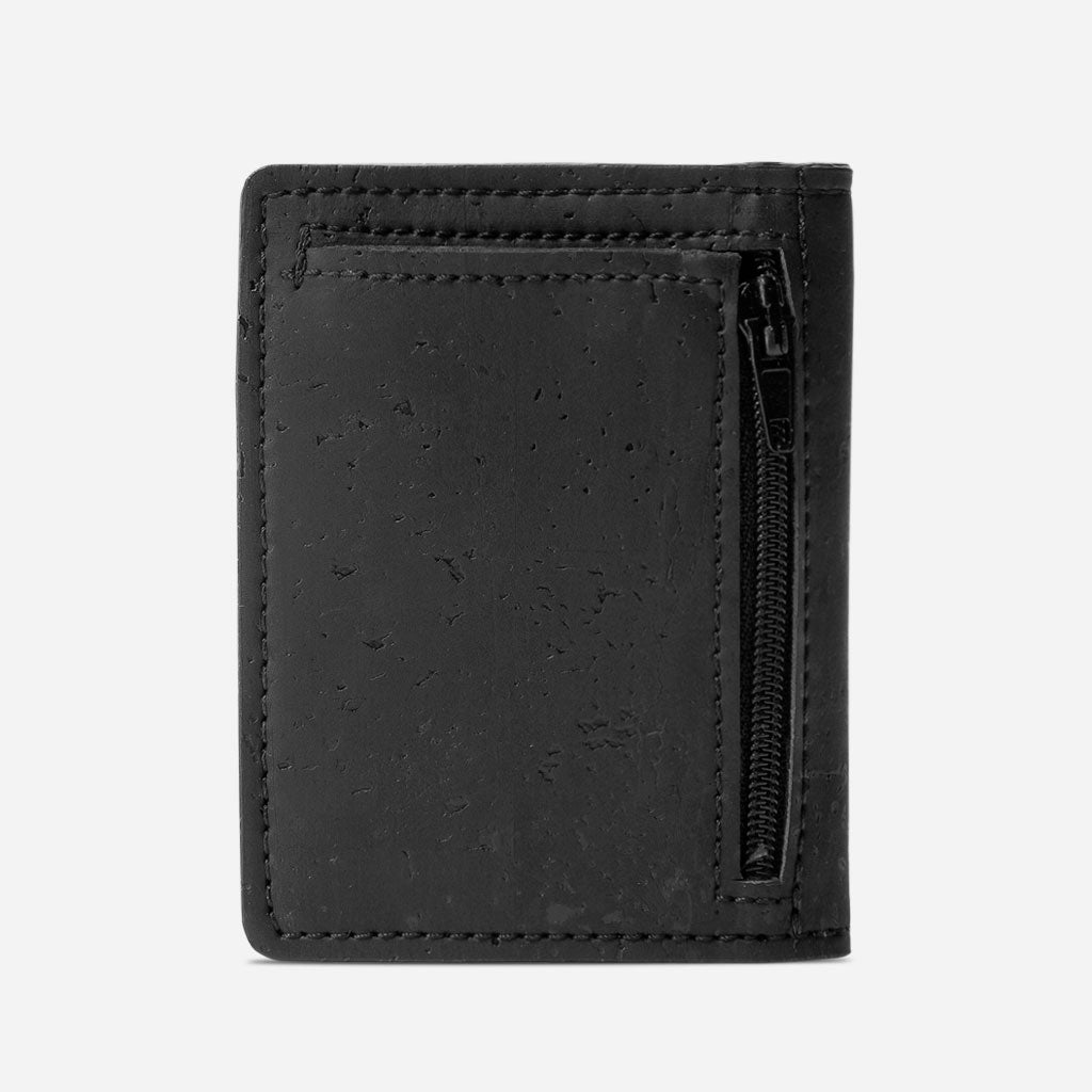 Cork Vegan Coin Slim Wallet Corkor Black